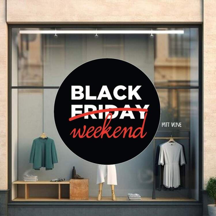 Adesivo de Parede Para Vitrine de Black Weekend Preto