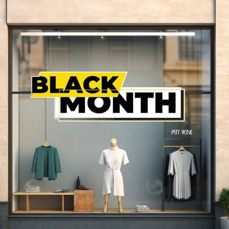 Adesivo de Parede Para Vitrine de Black Month Amarelo e Branco