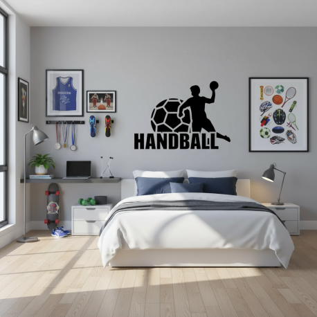 Adesivo de Parede Jogador de Handebol Silhueta de Bola