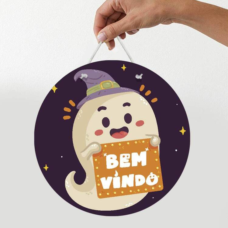 Enfeite de Porta Infantil Fantasminha Bem-Vindo
