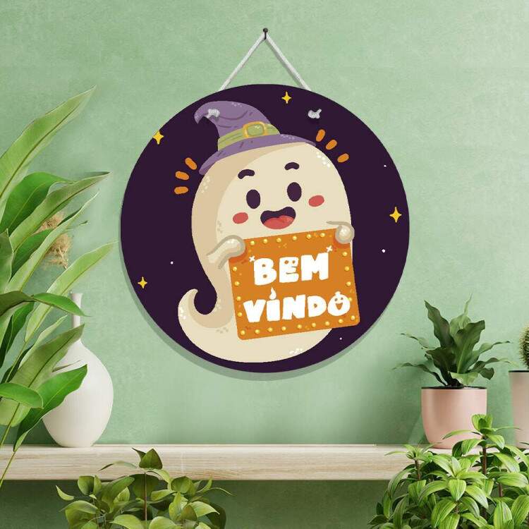 Enfeite de Porta Infantil Fantasminha Bem-Vindo
