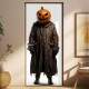 Adesivo de Porta para Halloween Homem com Cabe�a de Ab�bora