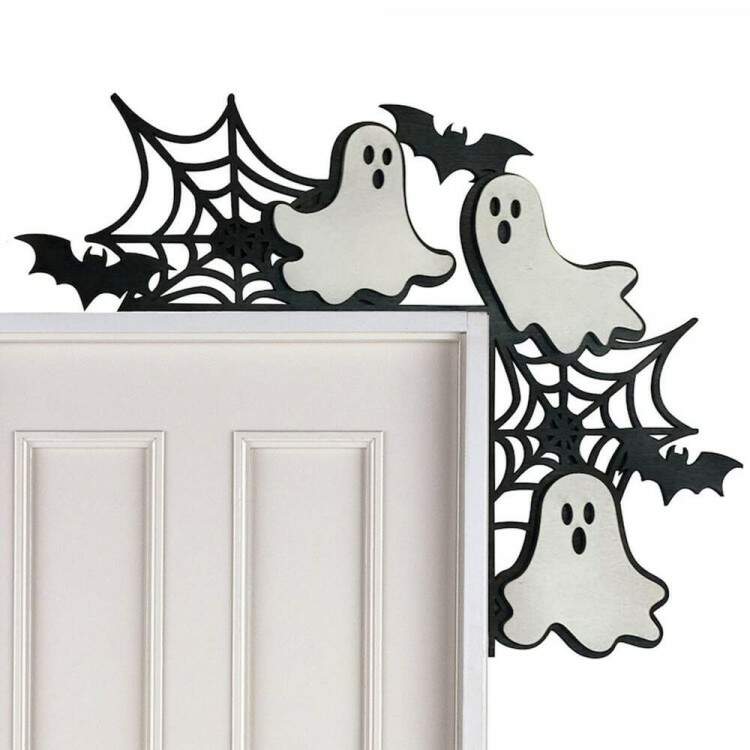 Placa Decorativa Fantasmas com Teias de Aranha