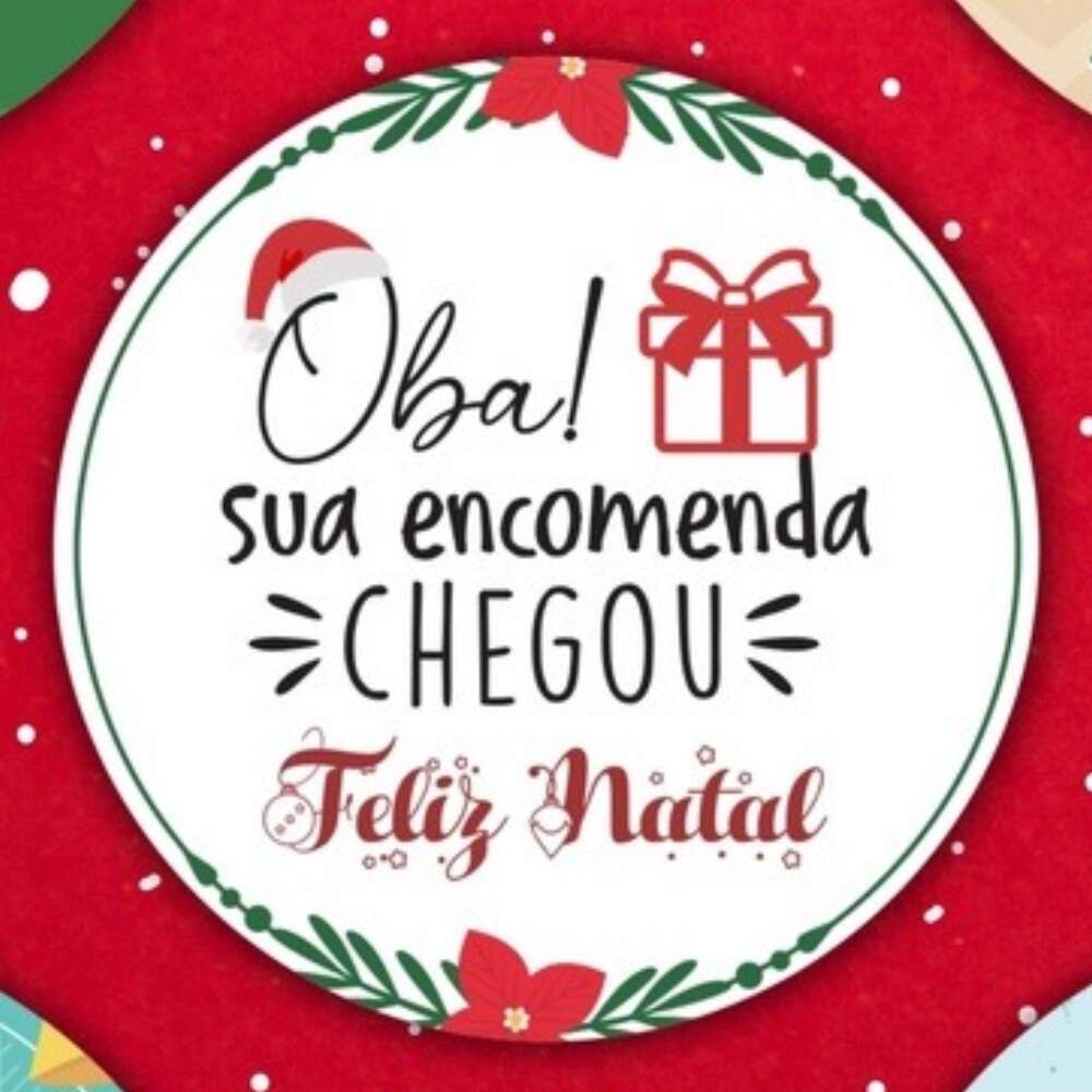 Etiqueta Adesiva para Natal Oba!Sua Encomenda Chegou, Feliz Natal