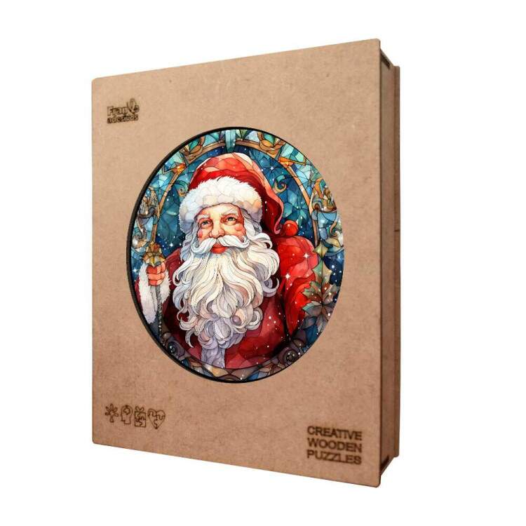 Quebra Cabea Papai Noel com Fundo Estilo Vitral