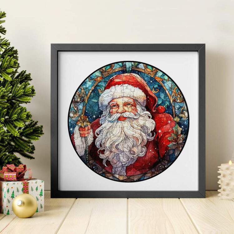 Quebra Cabea Papai Noel com Fundo Estilo Vitral