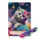 Quebra Cabe�a Monte o Desenho Gato no Espa�o Colorido