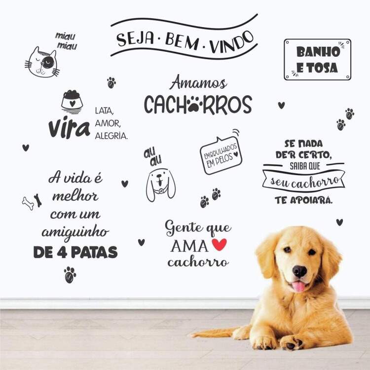 Adesivo de Parede para Pet Shop Amamos Cachorros