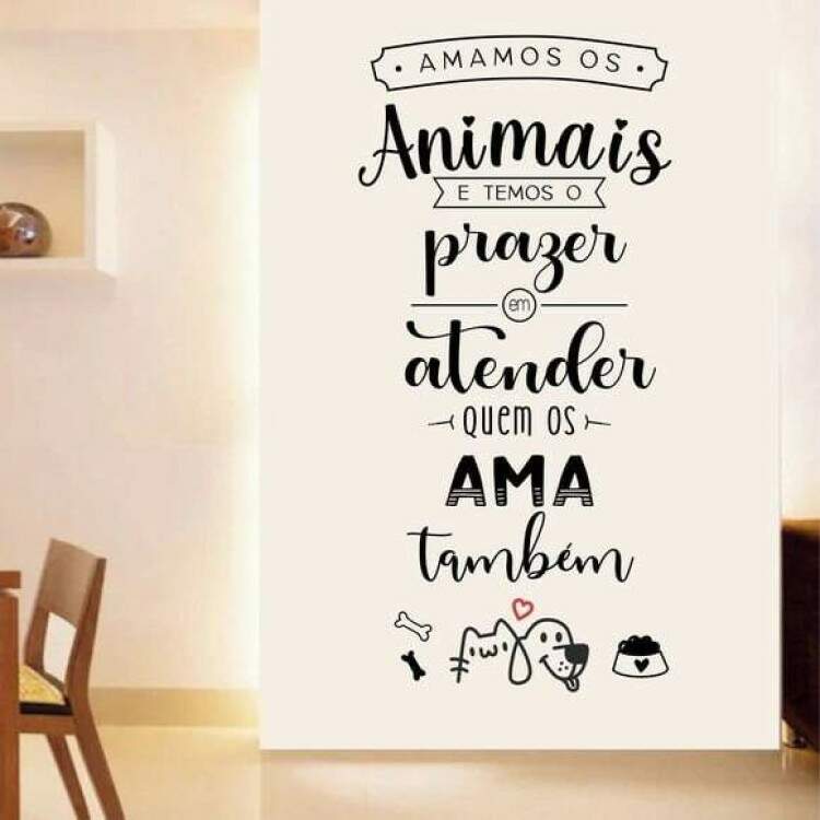 Adesivo de Parede para Pet Shop Amamos os Animais