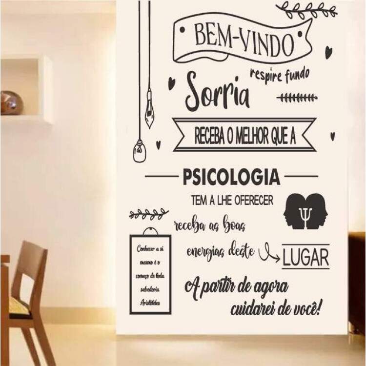 Adesivo de Parede de Psicologia Frase Bem-Vindo