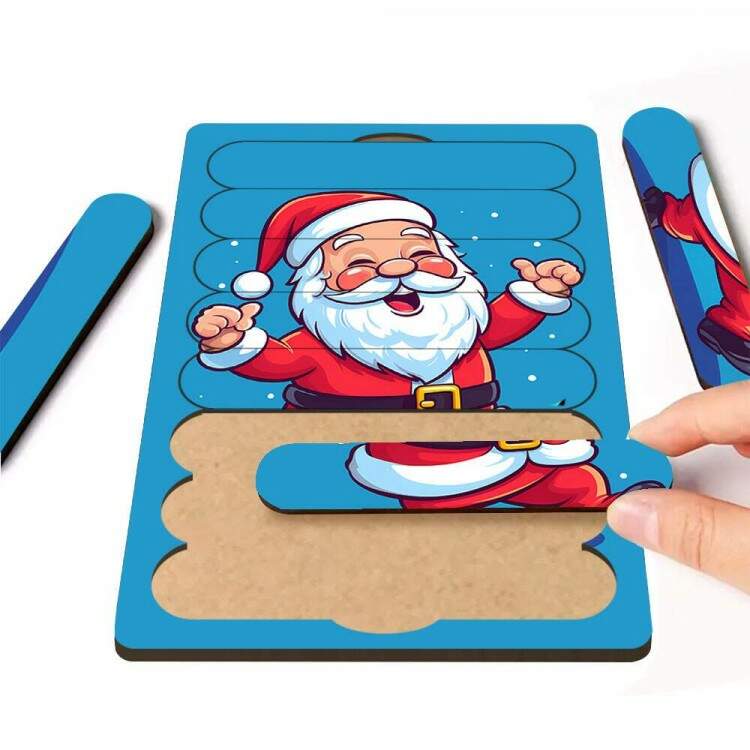 Quebra Cabea Monte o Desenho Papai Noel Fundo Azul