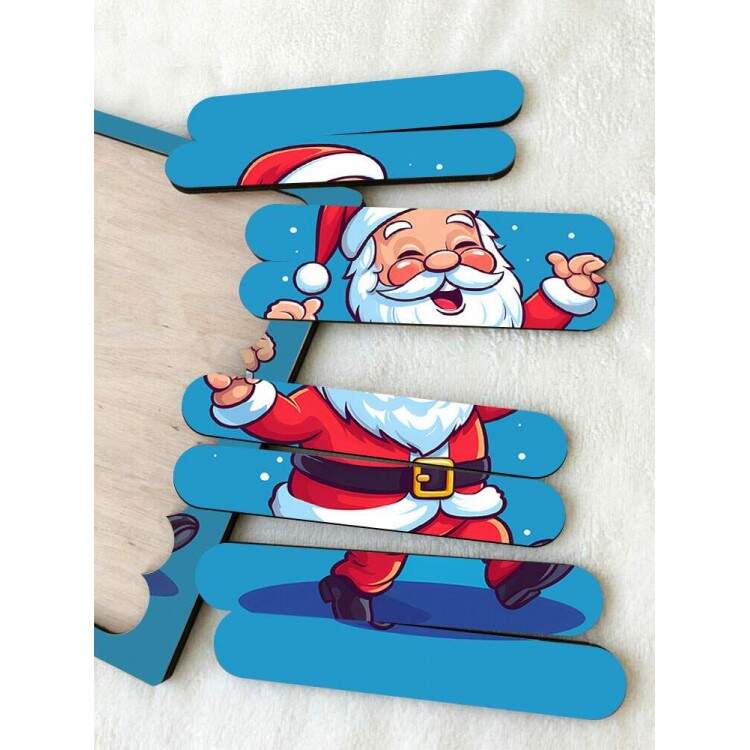 Quebra Cabea Monte o Desenho Papai Noel Fundo Azul