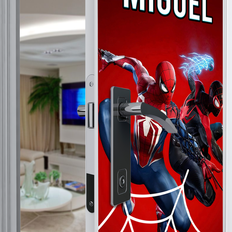 Adesivo para Porta Homem Aranha com Nome Fundo Vermelho