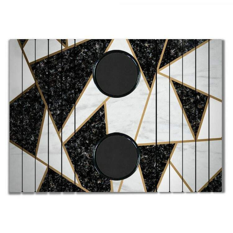 Porta Copos Para Sof Estilo Mrmore Geomtrico Preto, Branco e Dourado