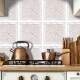 Adesivos de Azulejos Ladrilhos Cartela M�rmore Branco com Detalhe Rose