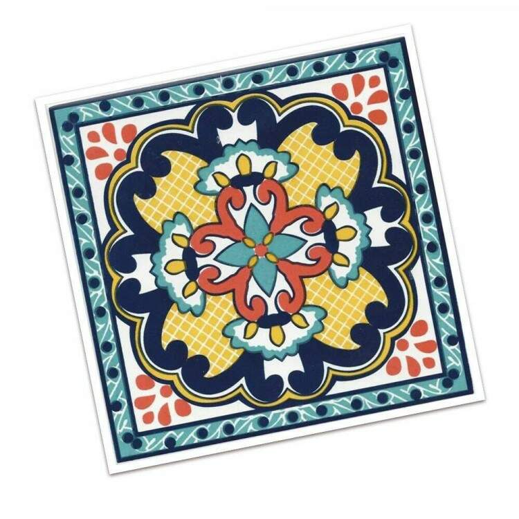 Adesivos de Azulejos Ladrilhos Cartela Abstrato Azul e Marrom