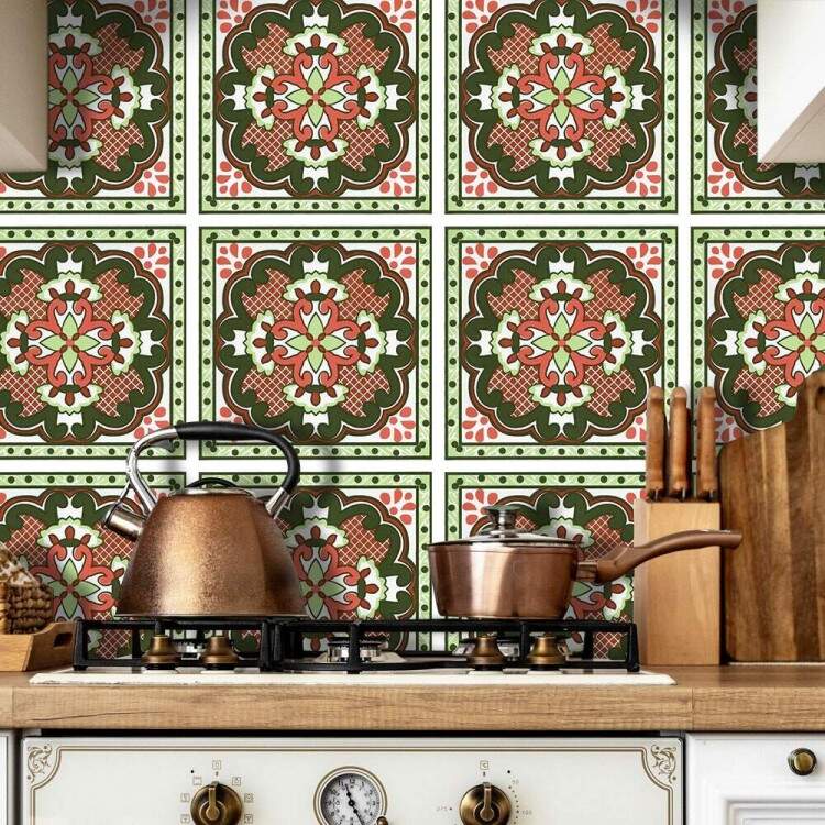 Adesivos de Azulejos Ladrilhos Cartela Italiano Verde e Marrom