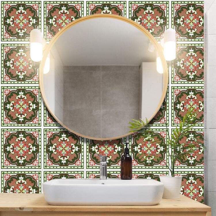 Adesivos de Azulejos Ladrilhos Cartela Italiano Verde e Marrom