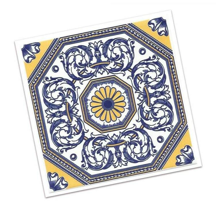 Adesivos de Azulejos Ladrilhos Cartela Abstrato Amarelo e Azul