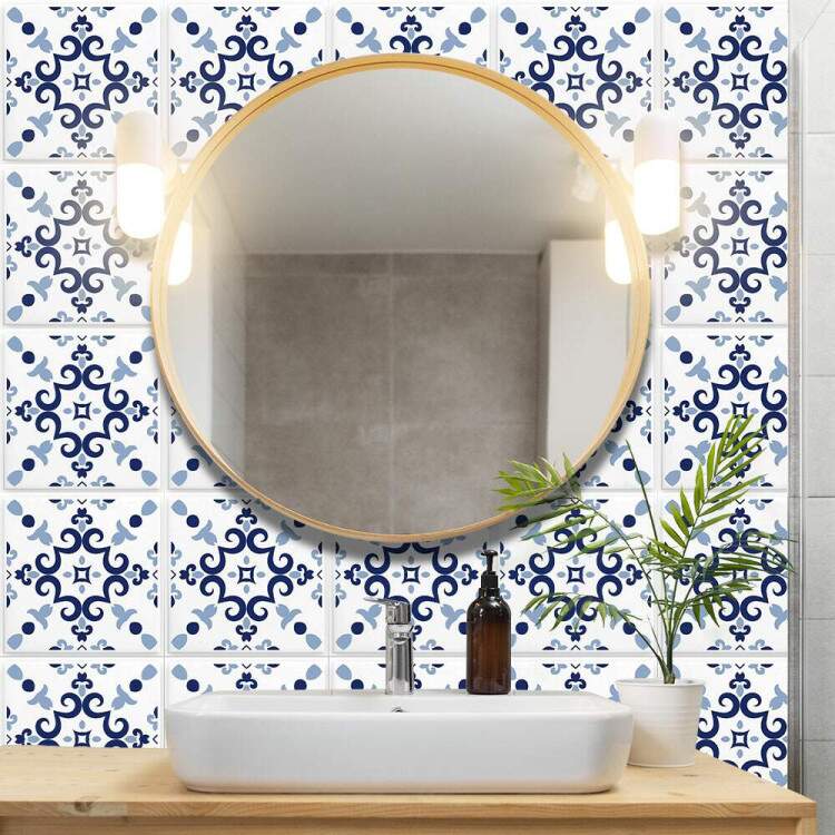 Adesivos de Azulejos Ladrilhos Cartela Azul Mdio e Escuro