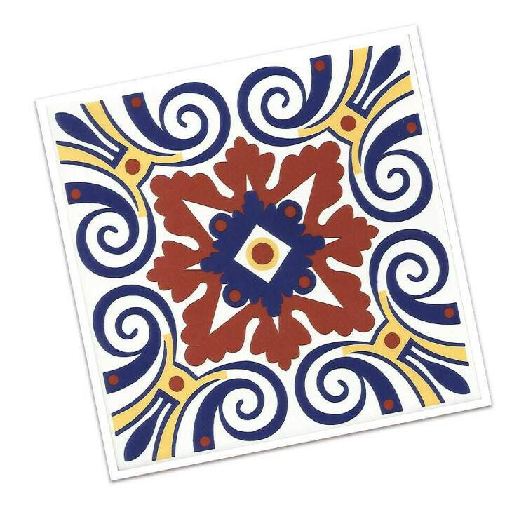 Adesivos de Azulejos Ladrilhos Cartela Floral Azul e Marrom