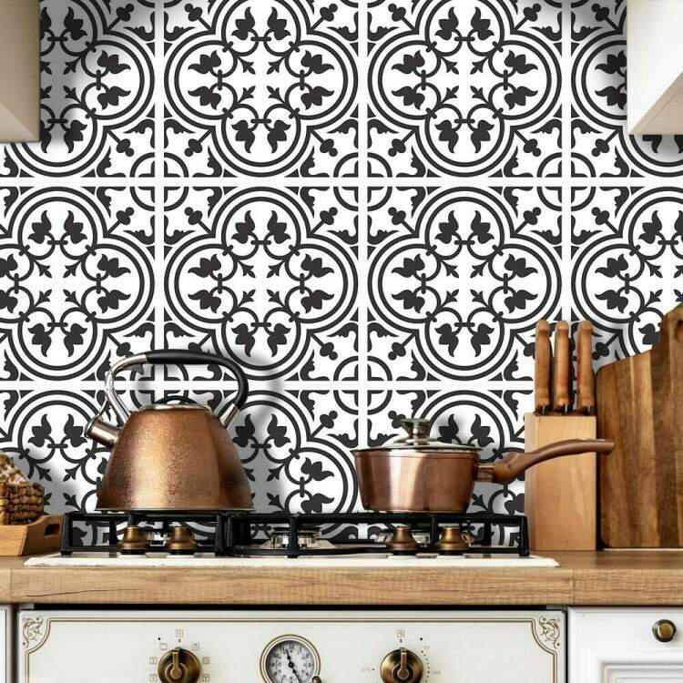 Adesivos de Azulejos Ladrilhos Cartela Branco e Preto