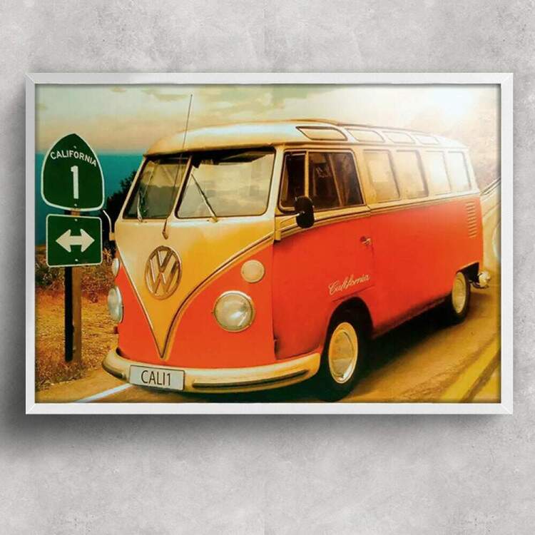 Quadro Decorativo Perua Kombi Califrnia Retro Anos 80