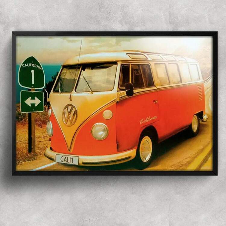 Quadro Decorativo Perua Kombi Califrnia Retro Anos 80