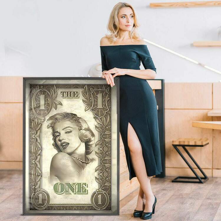 Quadro Decorativo Marilyn Monroe em Nota de Dollar