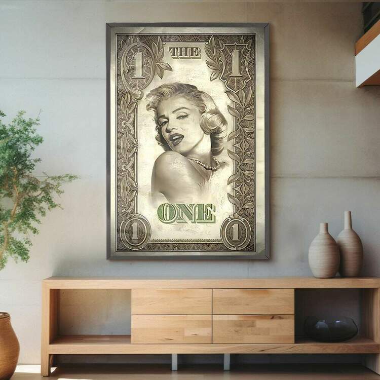 Quadro Decorativo Marilyn Monroe em Nota de Dollar