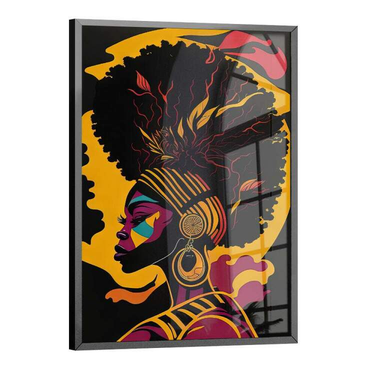 Quadro Decorativo Abstarto Silhueta de Mulher Afro