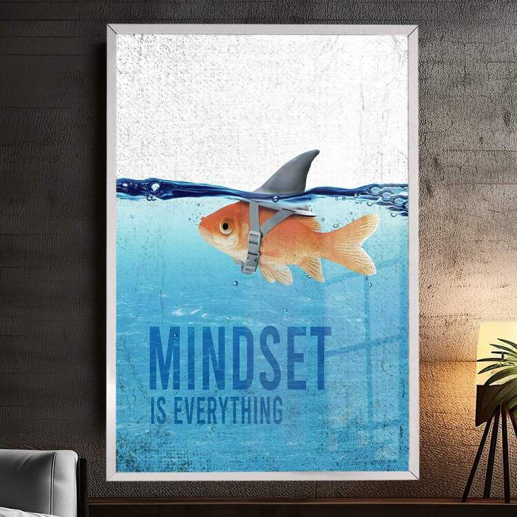 Quadro Decorativo Mind Set Peixe e Tubaro