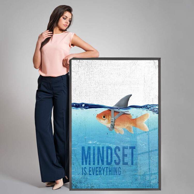 Quadro Decorativo Mind Set Peixe e Tubaro