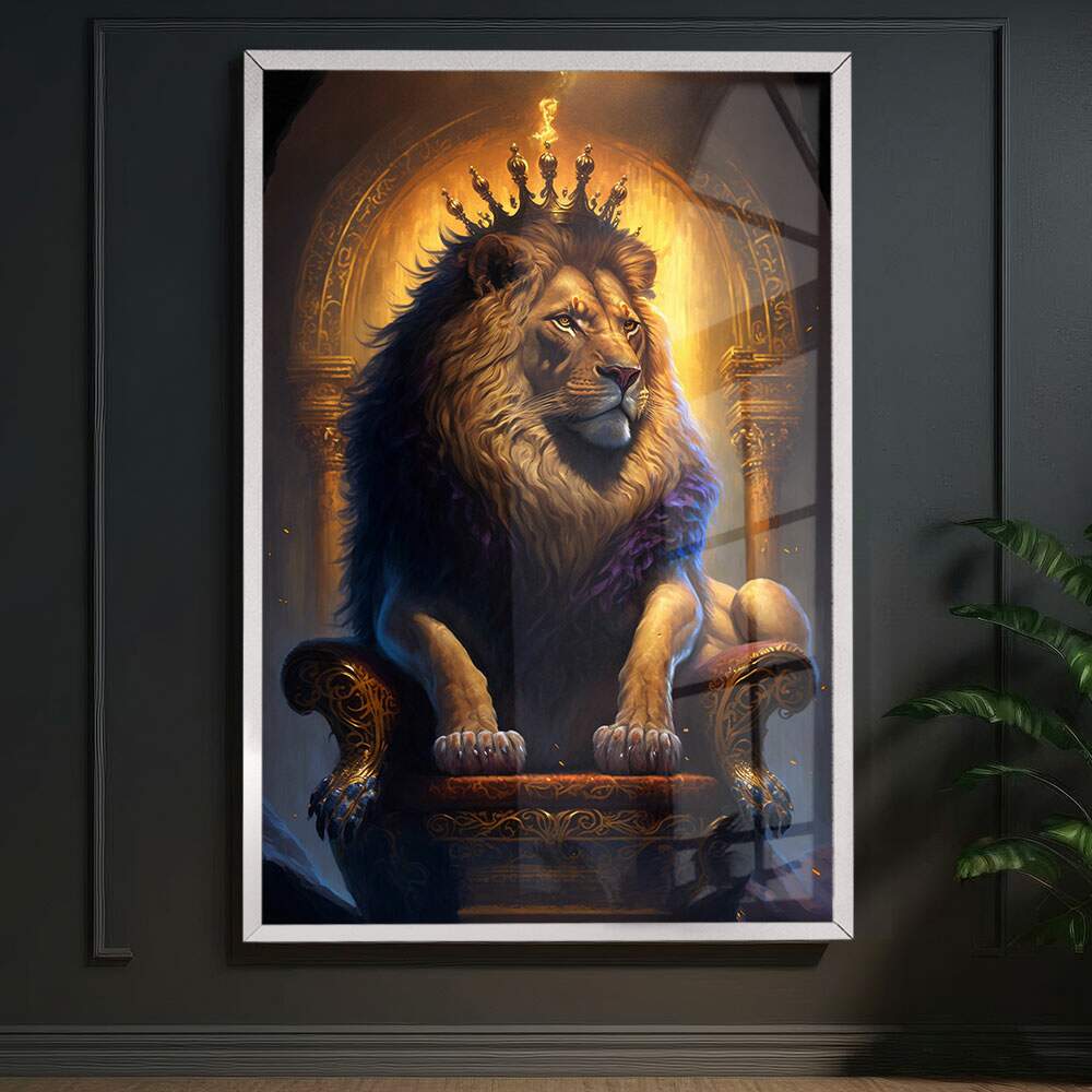Quadro Decorativo Rei Le�o com Coroa