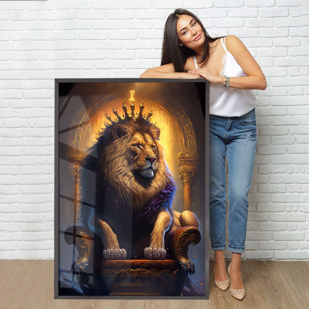 Quadro Decorativo Rei Le�o com Coroa