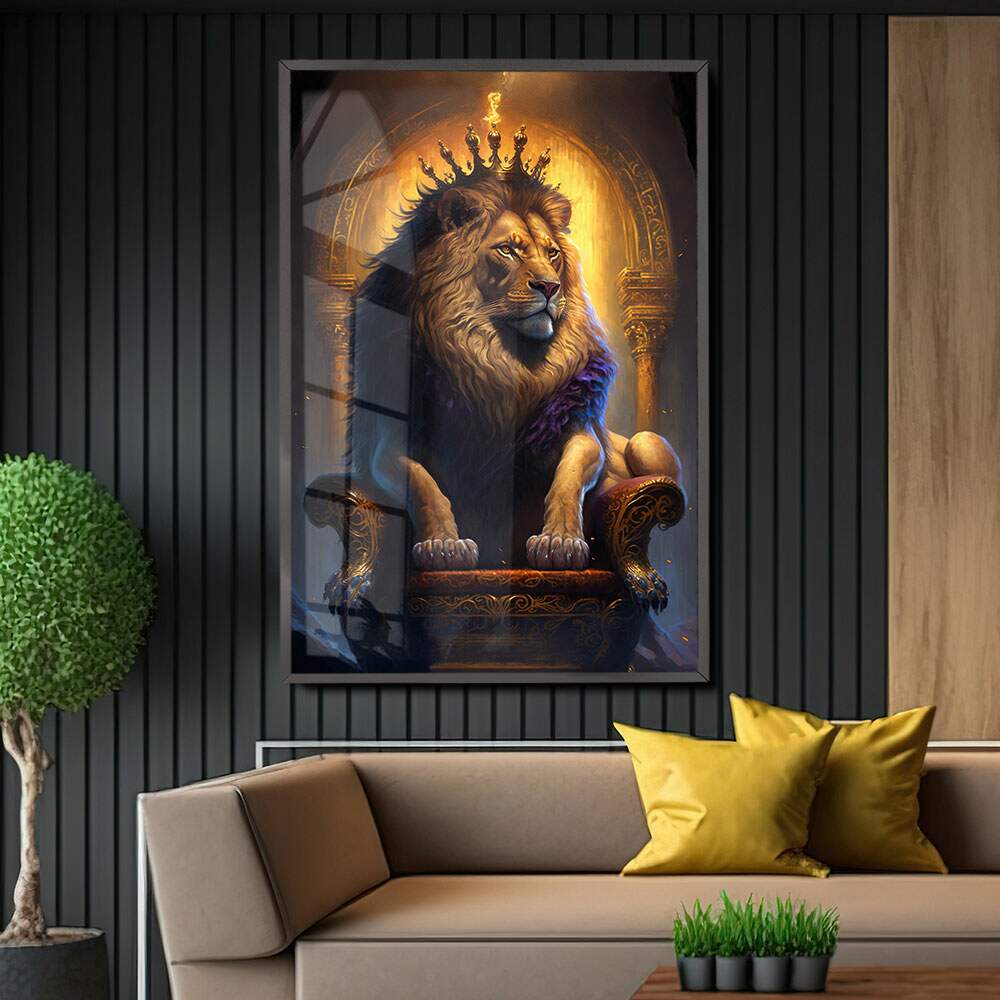 Quadro Decorativo Rei Leo com Coroa