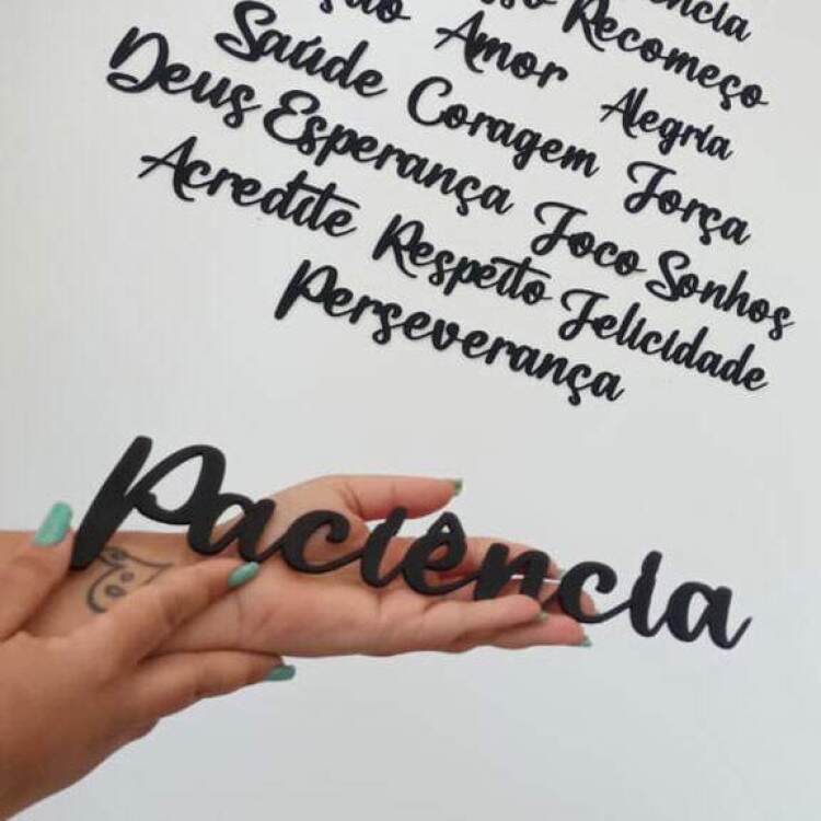 Palavras Aplique em MDF Preto