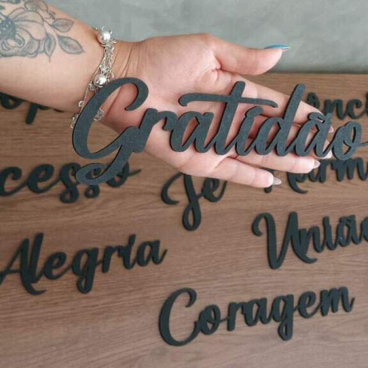 Palavras Aplique em MDF Preto