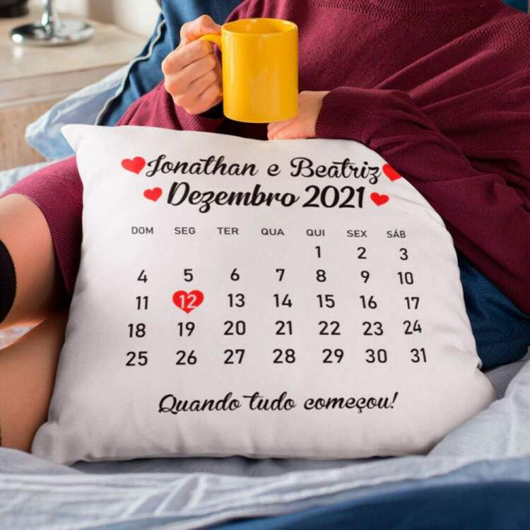 Almofada Decorativa Personalizada Data Calendrio