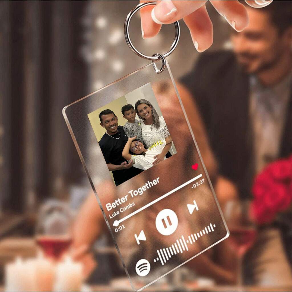 Chaveiro Personalizada com Sua Foto m�sica e qr code do Spotify 2 unidades