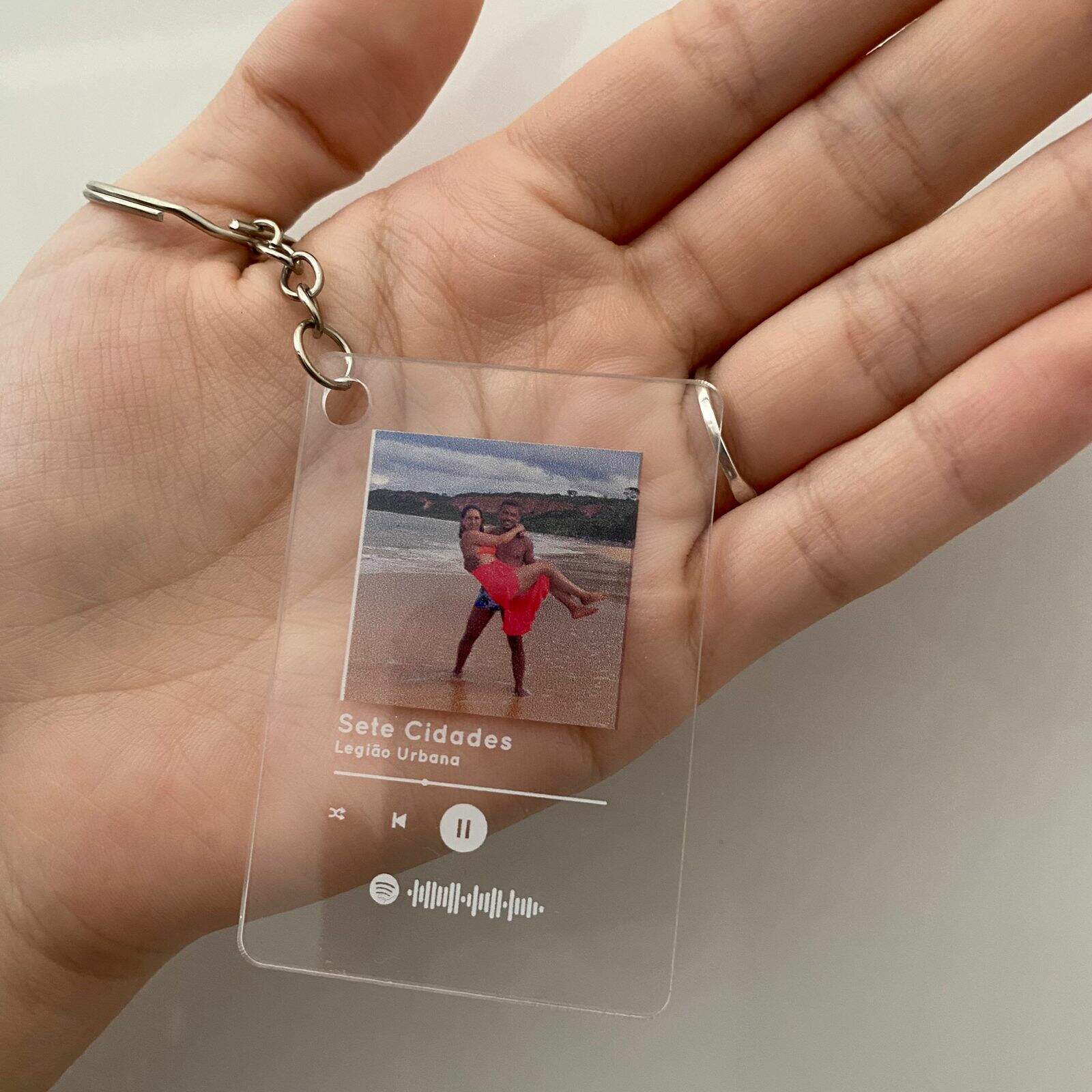 Chaveiro Personalizada com Sua Foto m�sica e qr code do Spotify 2 unidades