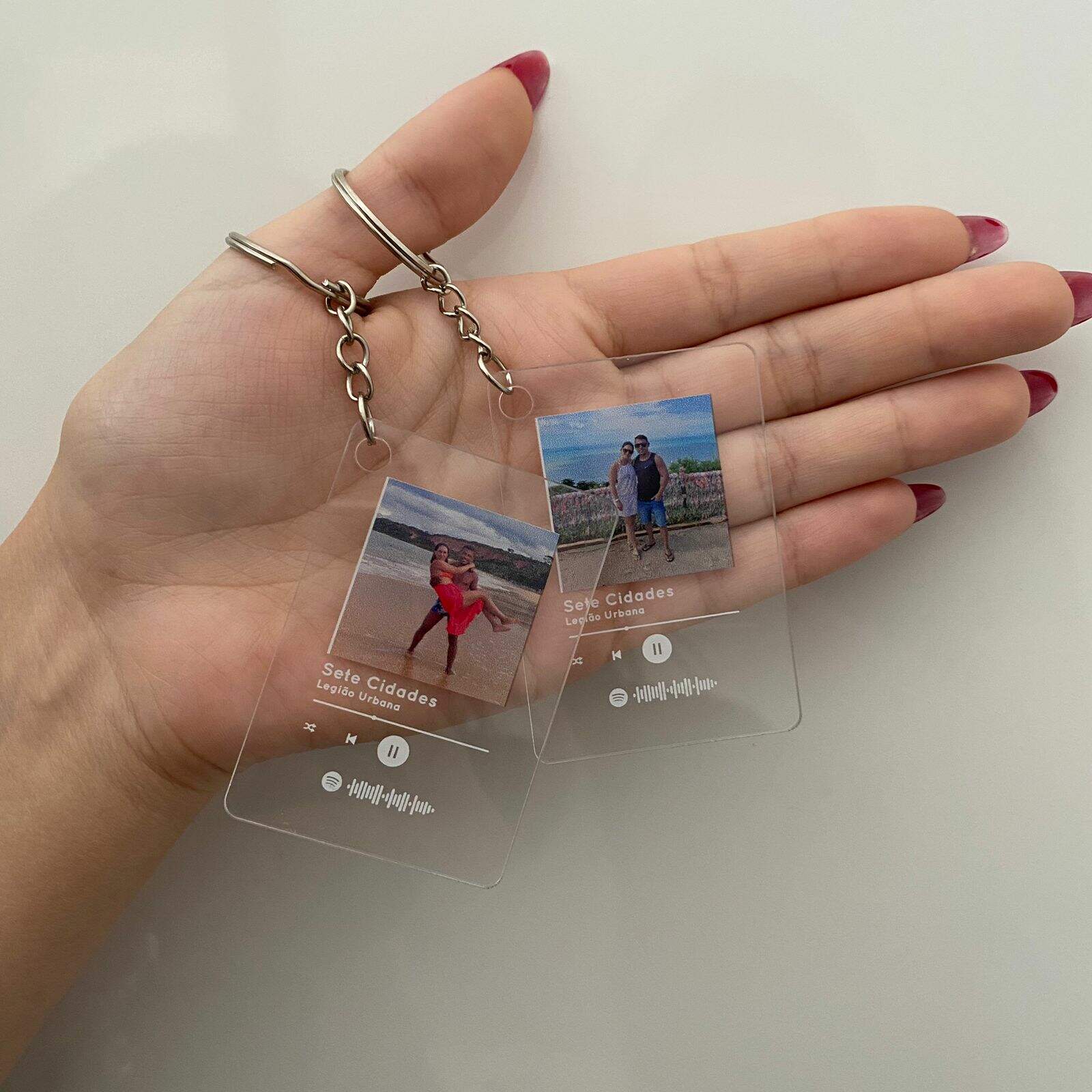 Chaveiro Personalizada com Sua Foto m�sica e qr code do Spotify 2 unidades