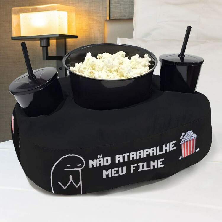 Kit Almofada Porta Pipoca No Atrapalha Meu Filme