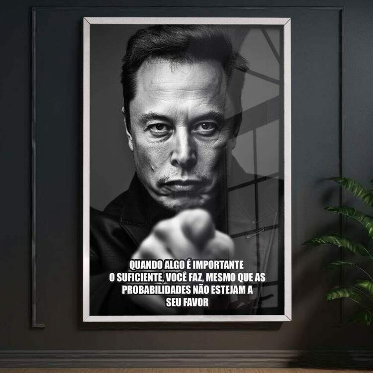 Quadro Decorativo Elon Musk com Frase