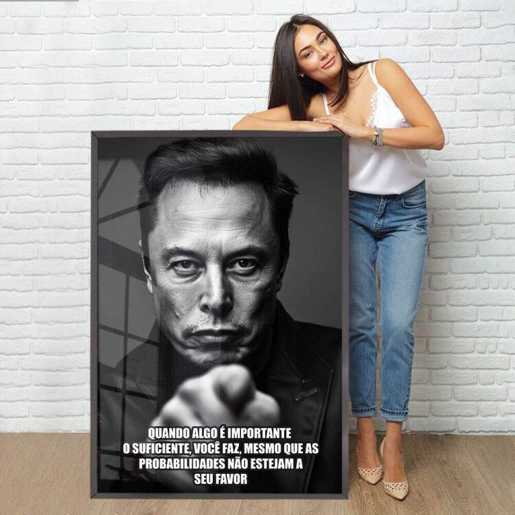 Quadro Decorativo Elon Musk com Frase