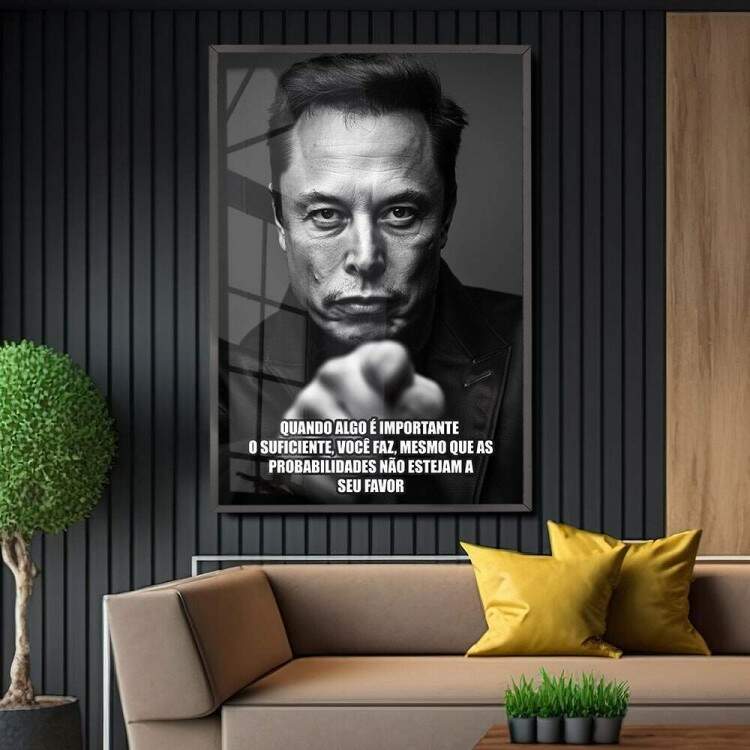 Quadro Decorativo Elon Musk com Frase