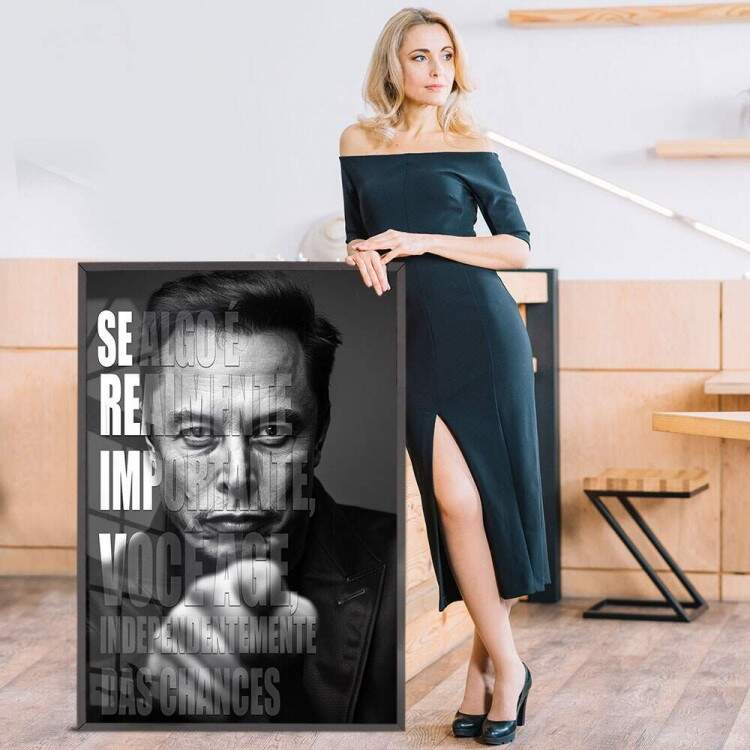 Quadro Decorativo Elon Musk com Frase Mind Set