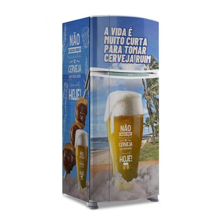 Envelopamento de Geladeira A Vida  Muito Curta pra Tomar de Cerveja Ruim