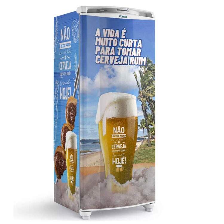 Envelopamento de Geladeira A Vida  Muito Curta pra Tomar de Cerveja Ruim