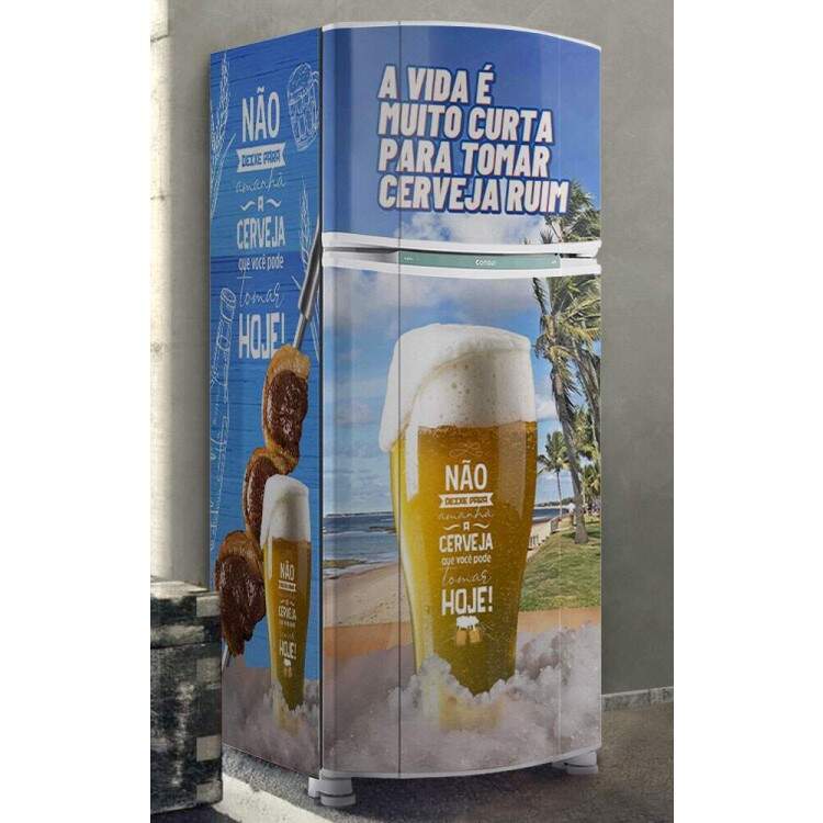 Envelopamento de Geladeira A Vida  Muito Curta pra Tomar de Cerveja Ruim